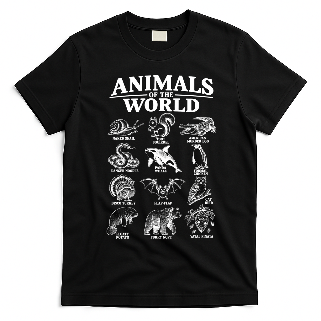 All Animals Of The World Vintage Funny Animal Meme T-Shirt - Black