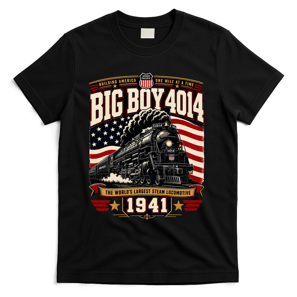 Big Boy 4014 Steam Engine Locomotive Train Railroad T-Shirt - Black