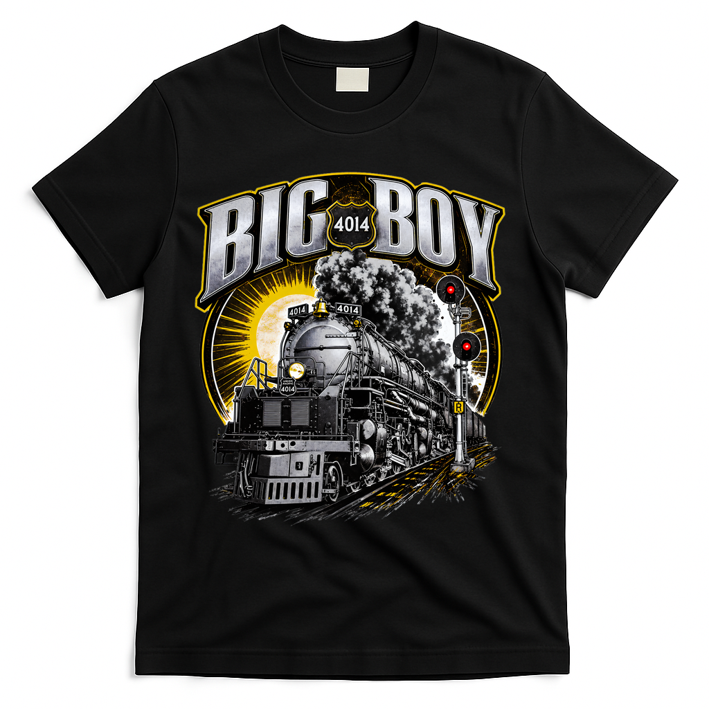 Big Boy 4014 Vintage Steam Engine Locomotive Railroad T-Shirt - Black