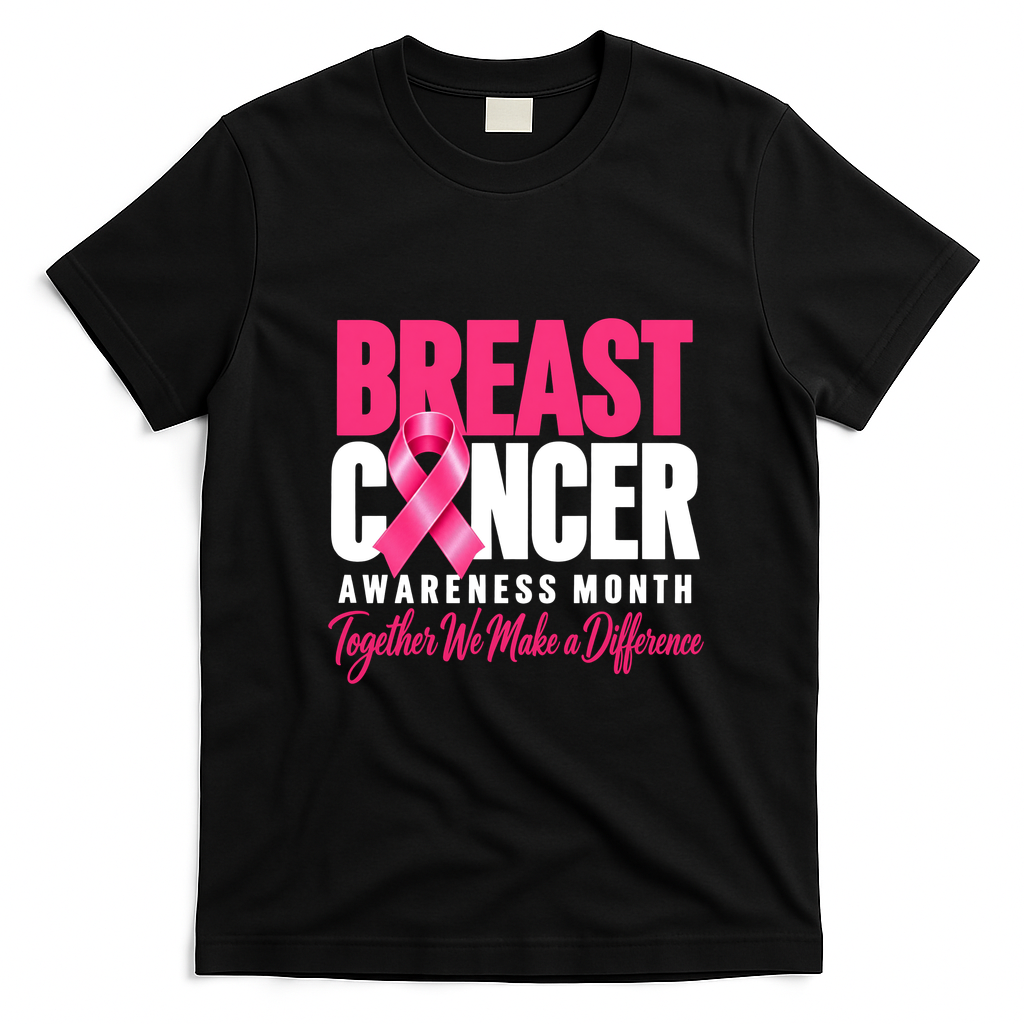 Breast Cancer Awareness Month Together We Make A Difference T-Shirt - Black