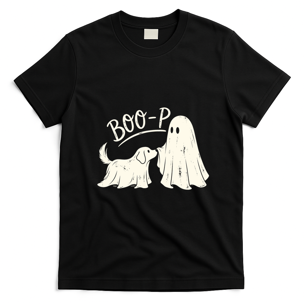Boo-P Ghost Dog Nose Boop Halloween Costume T-Shirt - Black