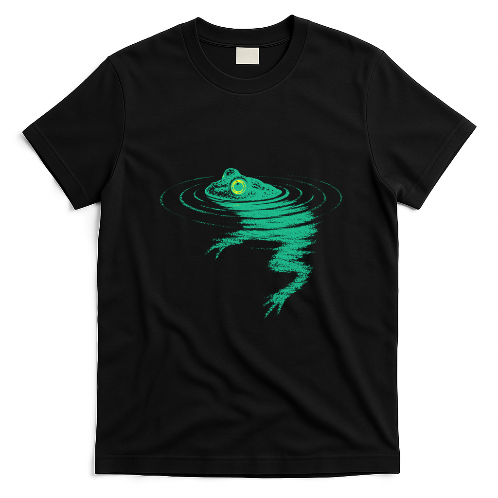 Cosmic Frog In Water Ripples Nature Wildlife T-Shirt - Black