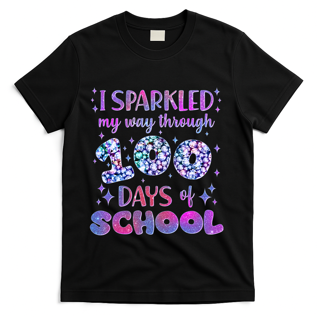 Cute I Sparkled My Way Through Days Of School T-Shirt - Black