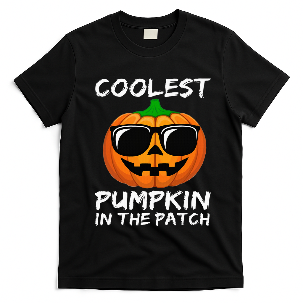 Coolest Pumpkin In The Patch Funny Halloween T-Shirt - Black
