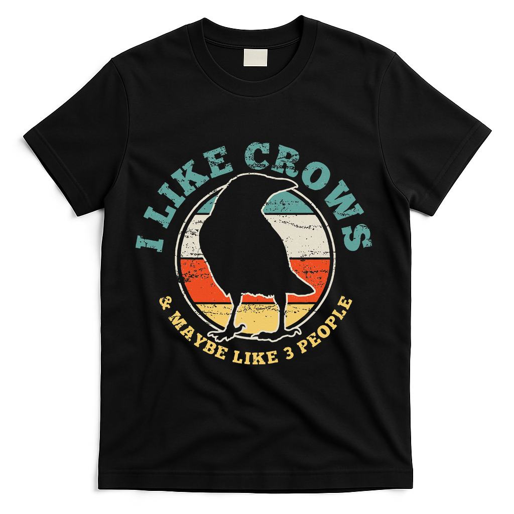 Crow Raven Funny Vintage Gift T-Shirt - Black