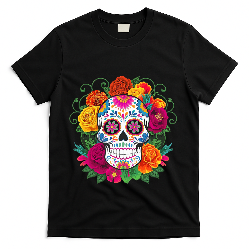 Dia De Los Muertos Costume Day Of The Dead Sugar Skull T-Shirt - Black