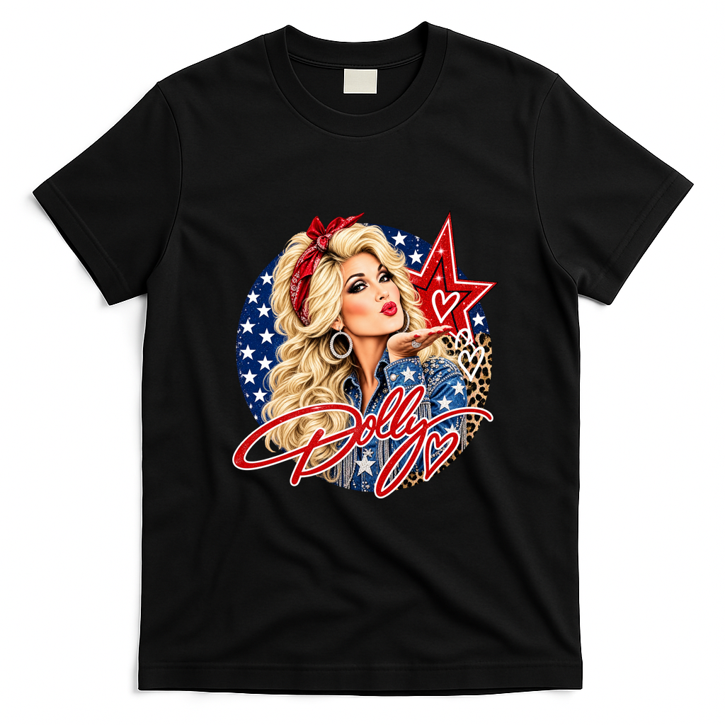 Dolly Forever In Our Hearts Memorial Tribute Country Music Front & Back T-Shirt - Black