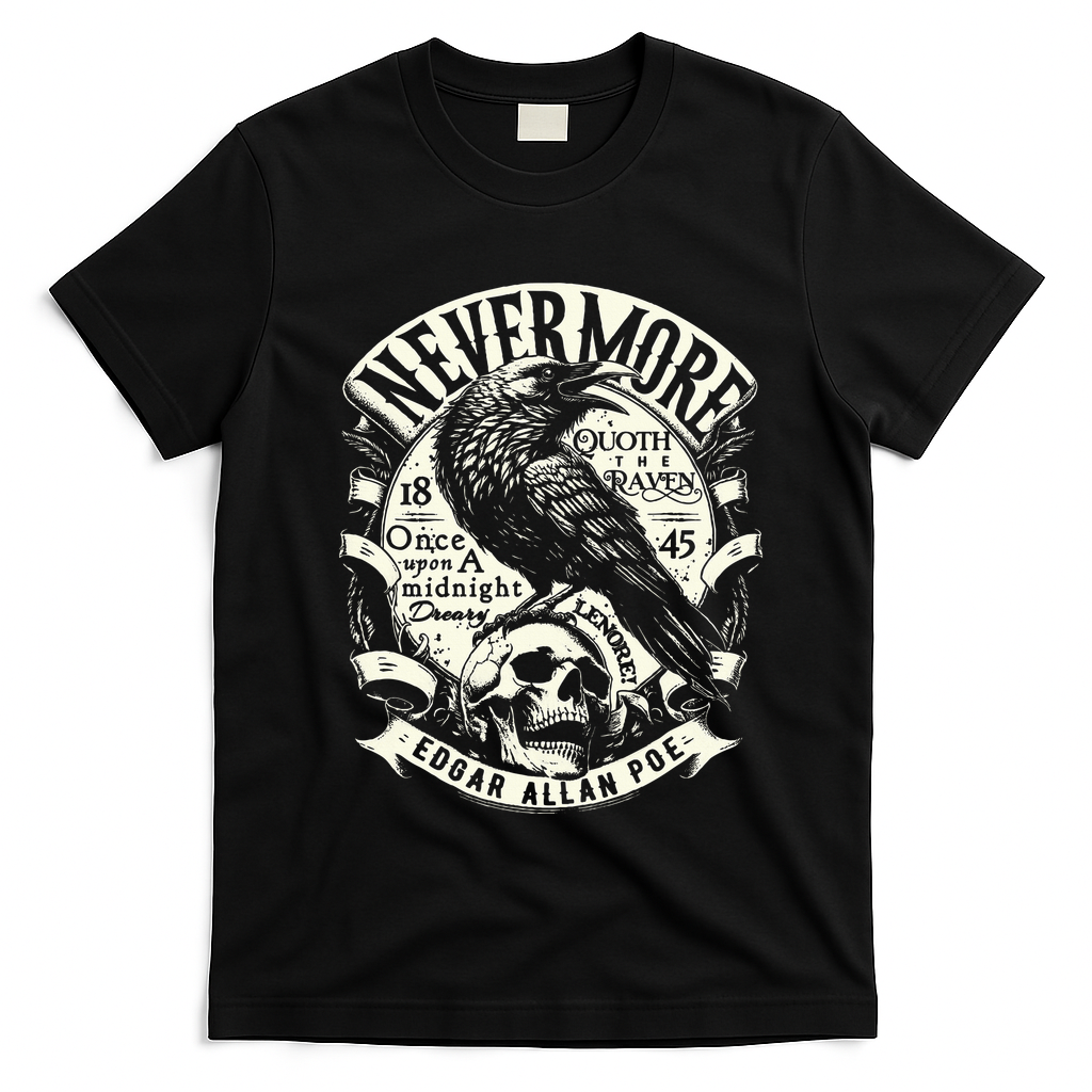 Edgar Allan Poe Quoth The Raven T-Shirt - Black