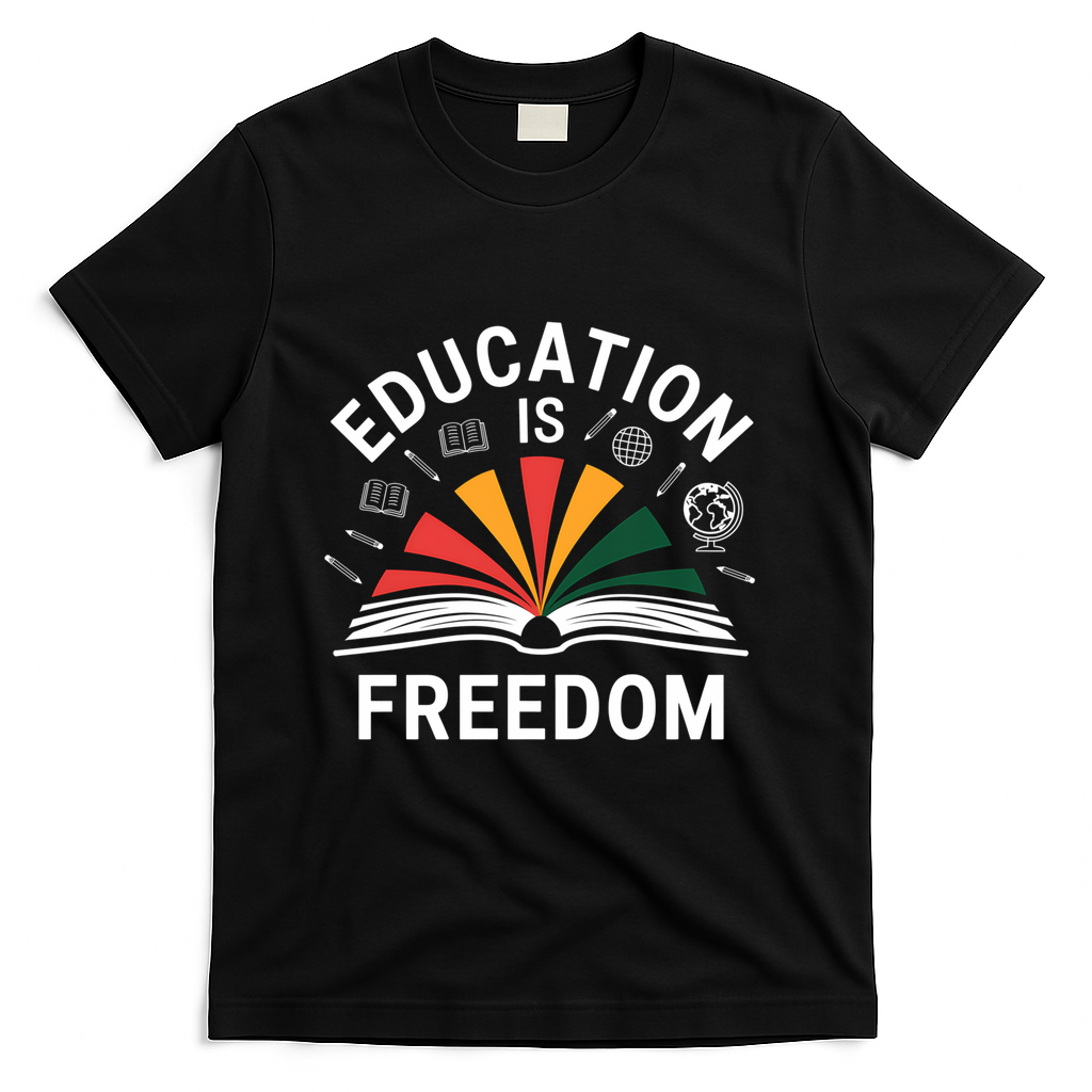 Education Is Freedom Teacher Student Back To School Gift T-Shirt - Black