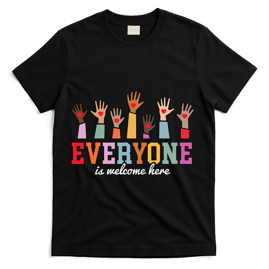 Everyone Is Welcome Here Idaho Teacher T-Shirt - Black