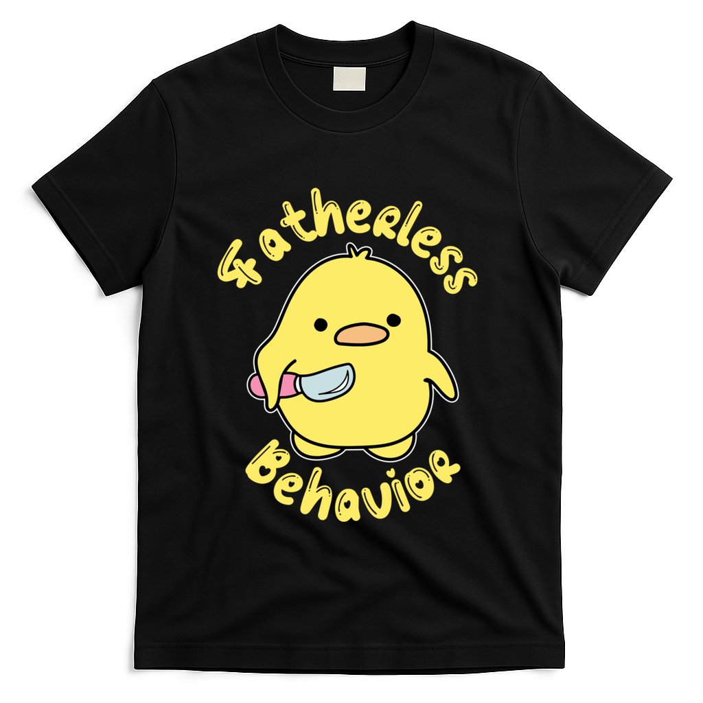 Fatherless Behavior Knife Duck Cute Design Cool Gift T-Shirt - Black
