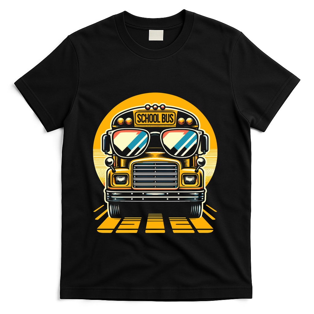 Funny Bus With Sunglasses School Bus Driver Back To School Funny Gift T-Shirt - Black
