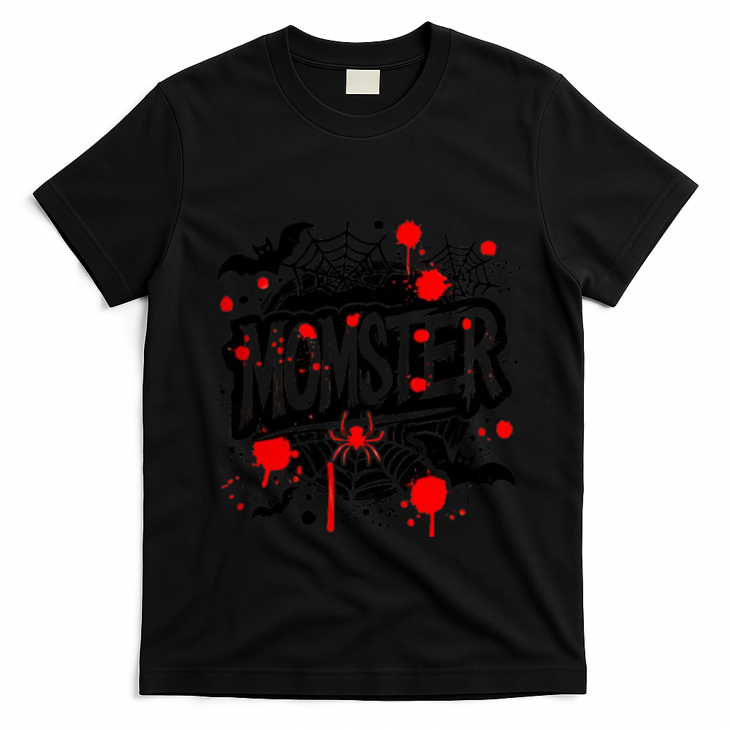 Funny Halloweem Momster Monster Mommy Mom Mother Matching Family T-Shirt - Black