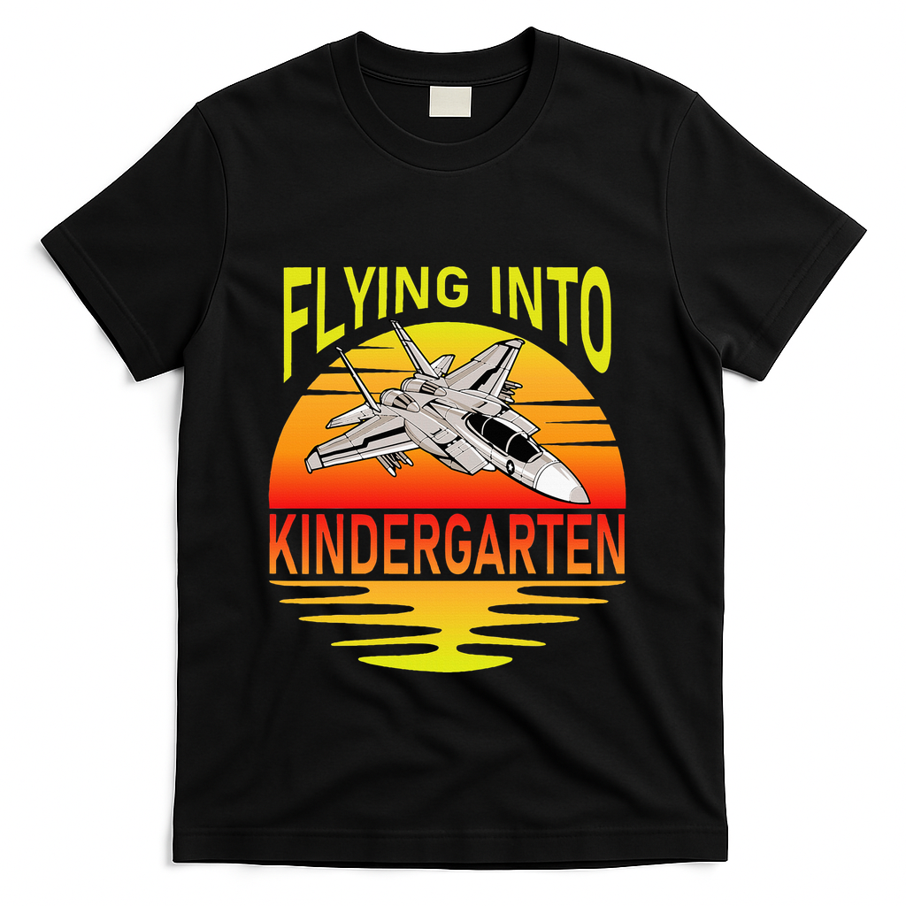 Flying Into Kindergarten Airplane Teacher Back To School T-Shirt - Black