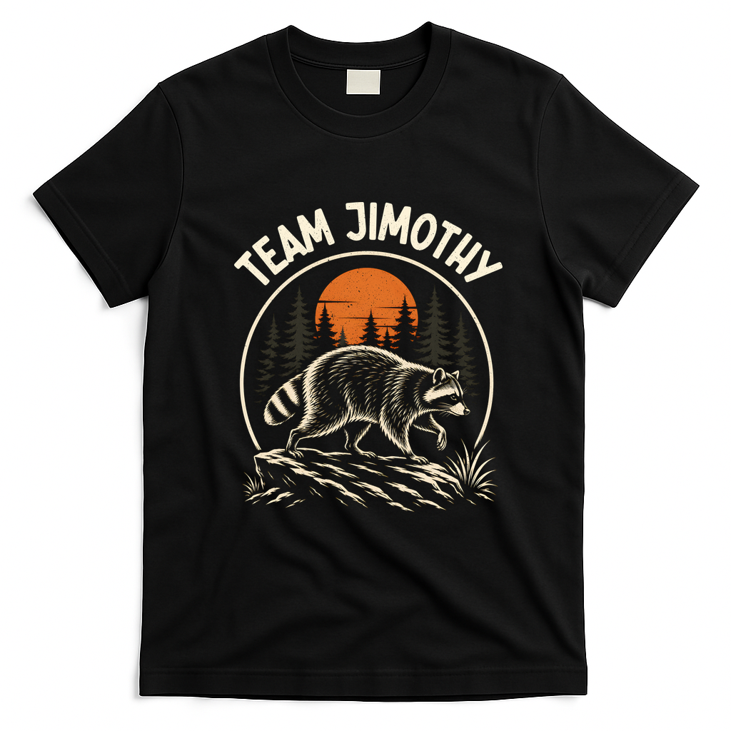 Funny Team Jimothy Raccoon Wilderness T-Shirt - Black
