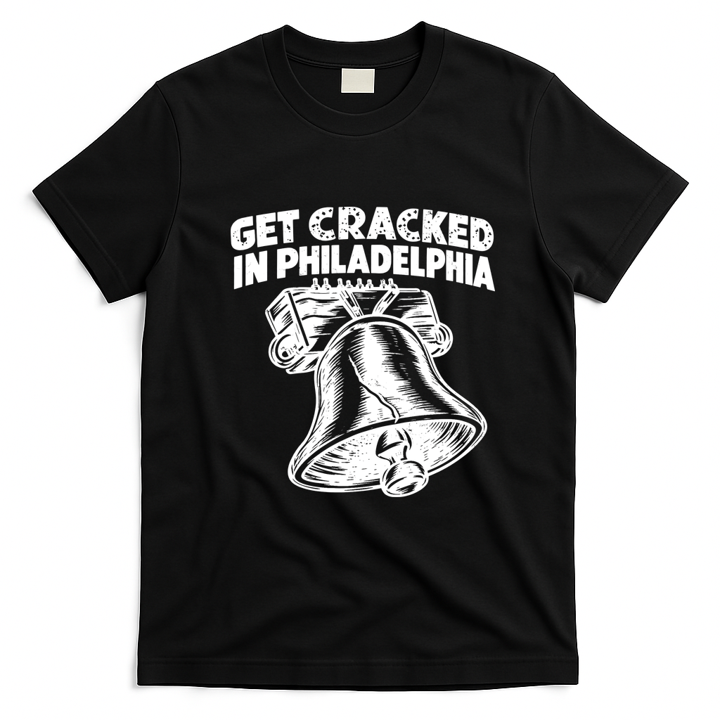 Get Cracked In Philadelphia Vintage Liberty Bell T-Shirt - Black