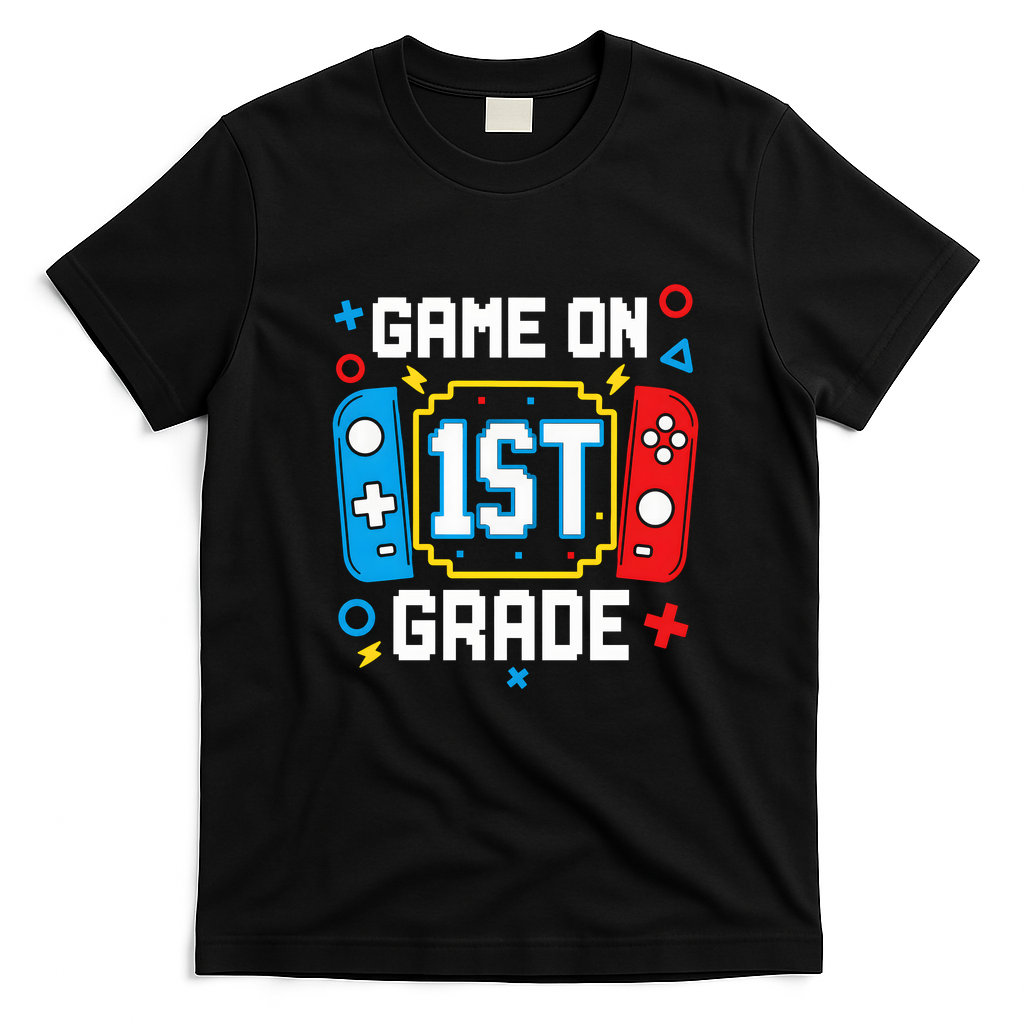 Game On 1st Grade Gamer Back To School Funny Gaming T-Shirt - Black