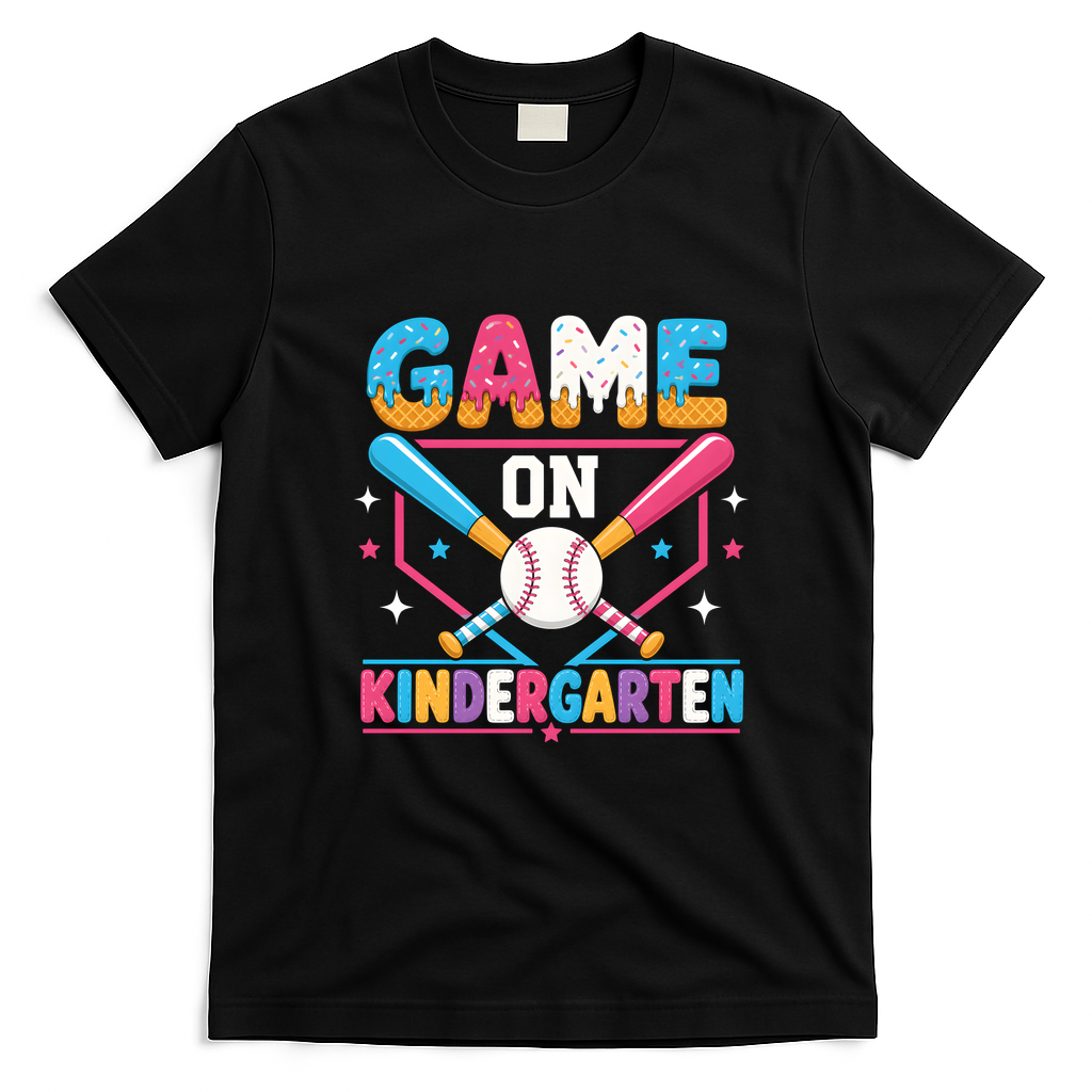 Game On Kindergarten Baseball Students Teachers T-Shirt - Black