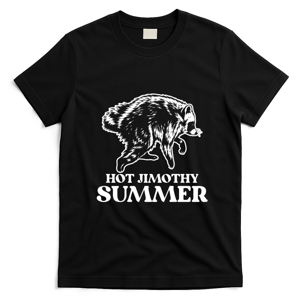 Hot Jimothy Summer Funny Raccoon Meme T-Shirt - Black