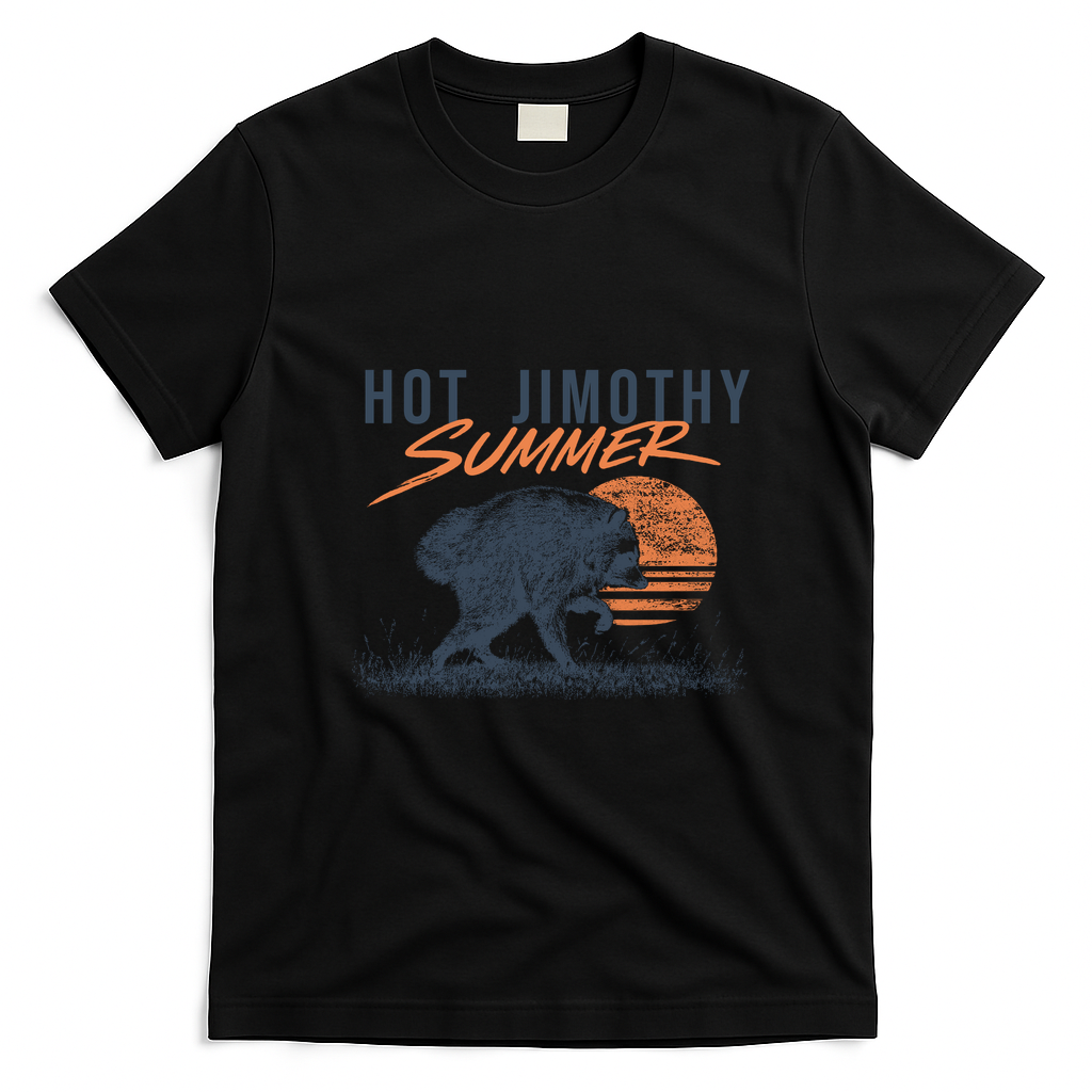 Hot Jimothy Summer Funny Viral Raccoon Meme T-Shirt - Black