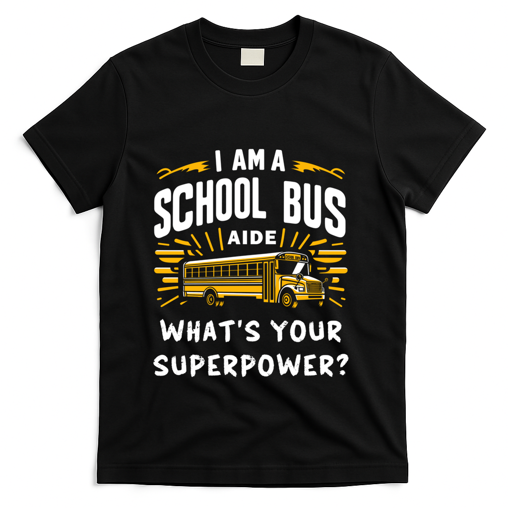 I Am A School Bus Aide Funny Back To School Bus Driver Gift T-Shirt - Black