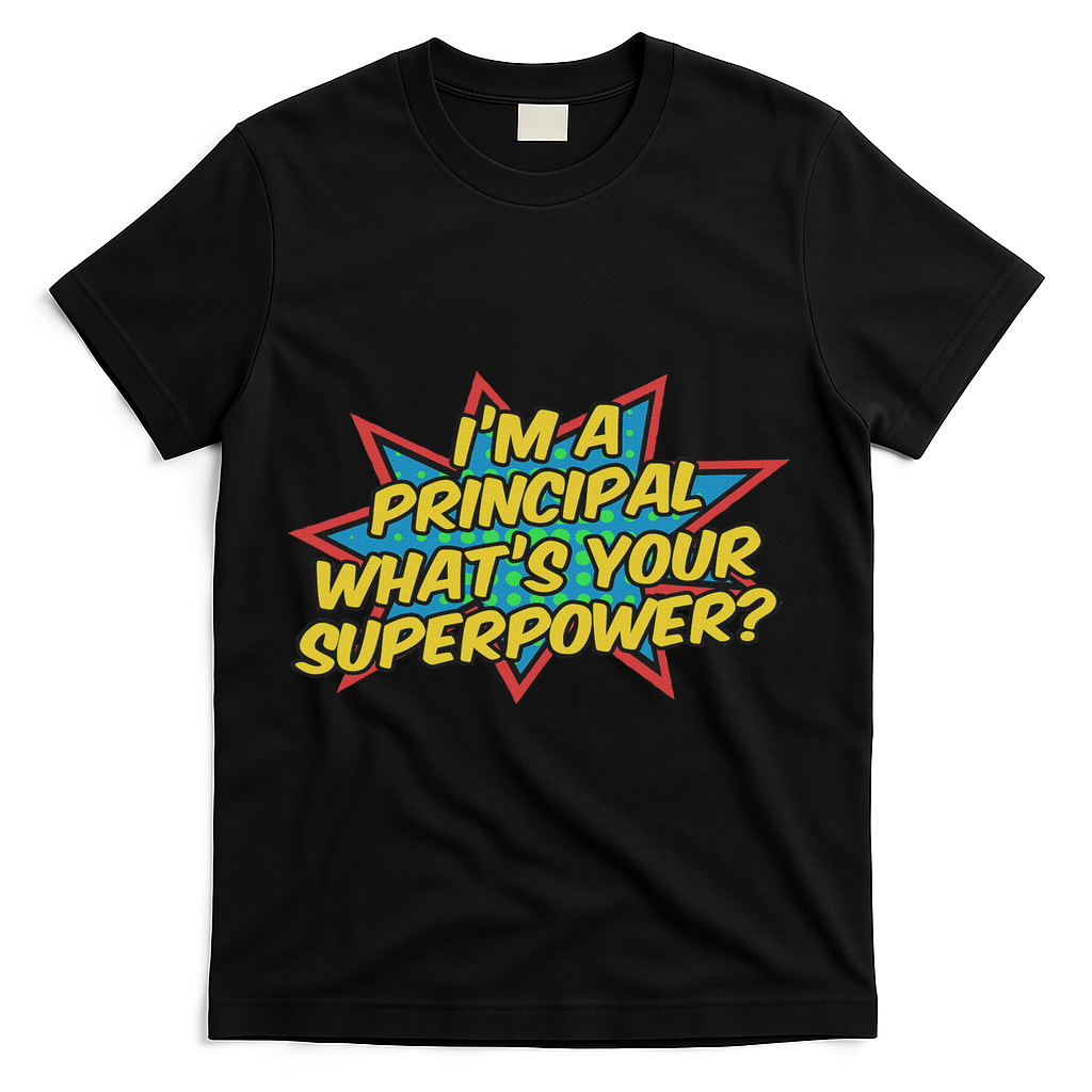 Im A Principal Whats Your Superpower Super School Principal T-Shirt - Black