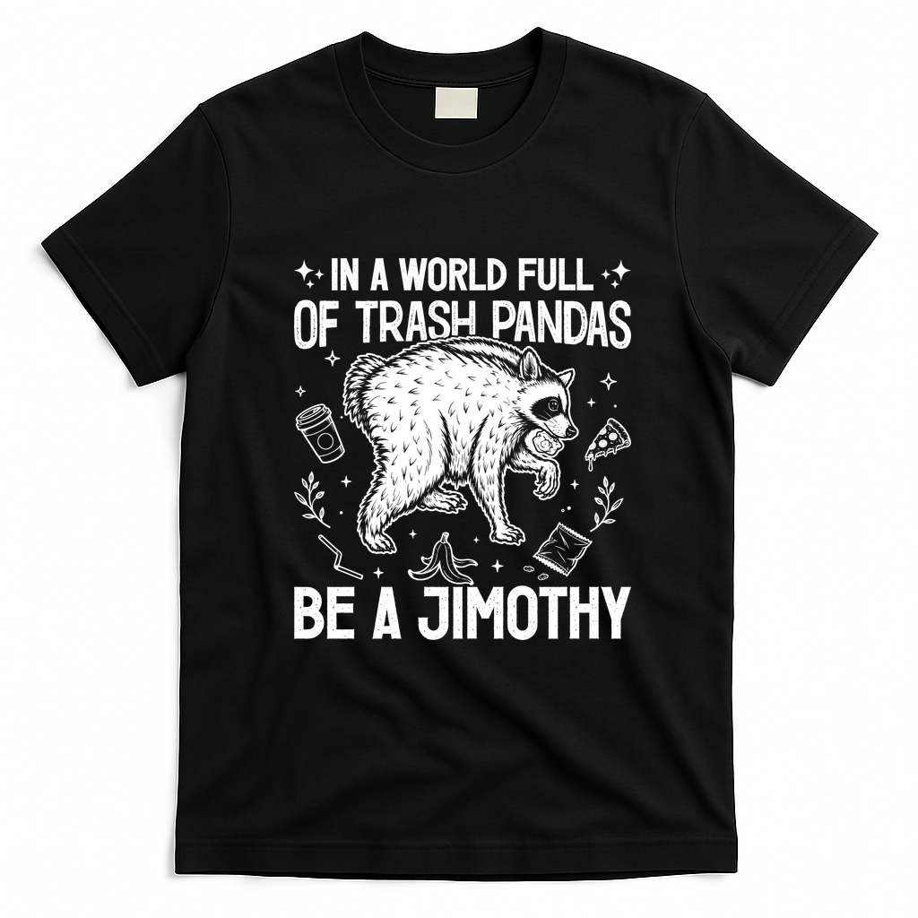In A World Full Of Trash Pandas Be A Jimothy Raccoon T-Shirt - Black