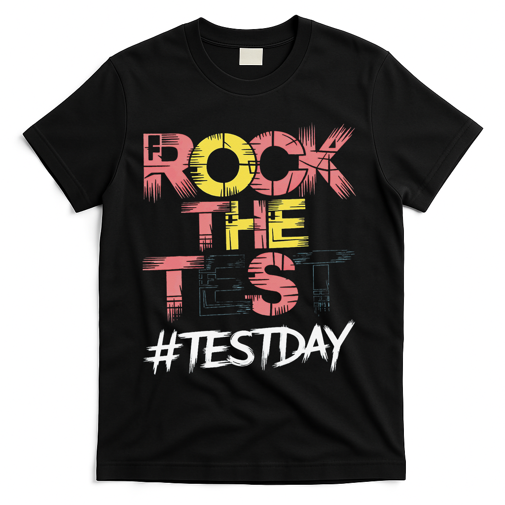 Inspire Confidence With Rock The Test Design For School T-Shirt - Black