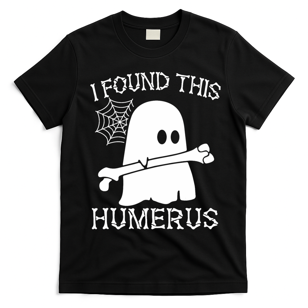 I Found This Humerus Halloween Ghost Humorous Saying Funny T-Shirt - Black