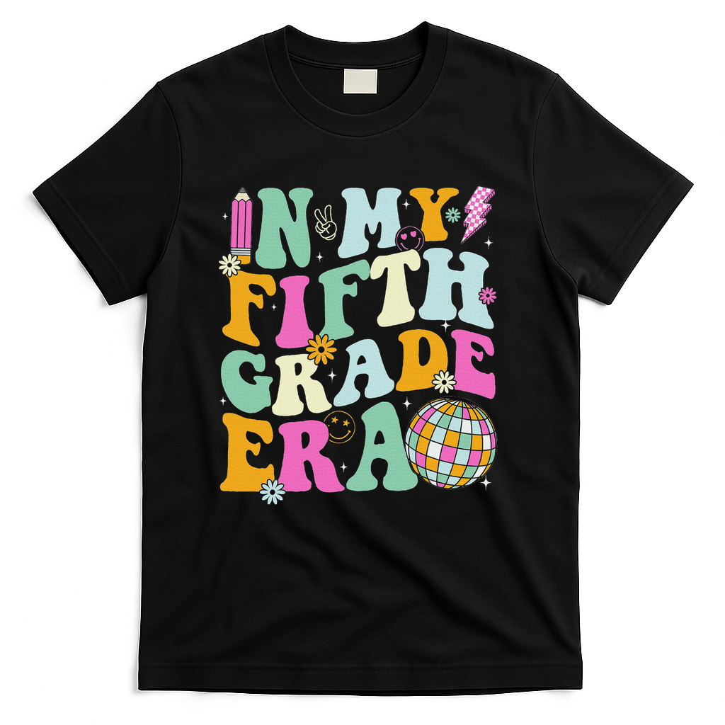 In My Fifth Grade Era Back To School 5th Grade Teacher T-Shirt - Black