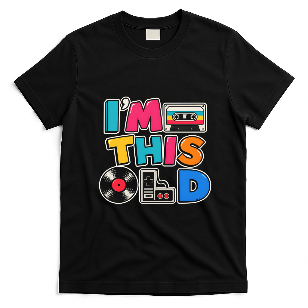 I'm This Old Birthday Celebration Vintage Retro T-Shirt - Black
