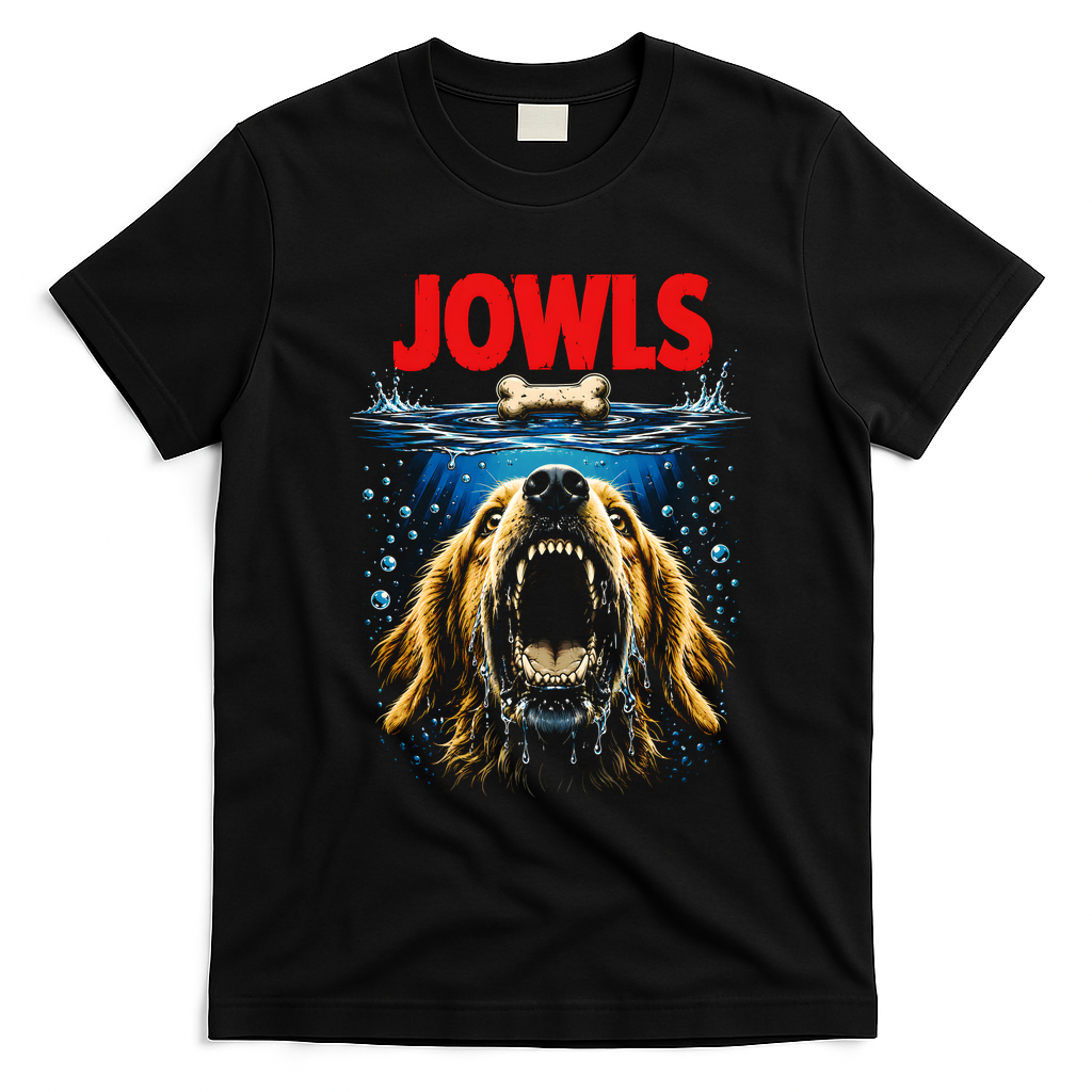 Jowls Dog Movie Parody Poster Meme T-Shirt - Black