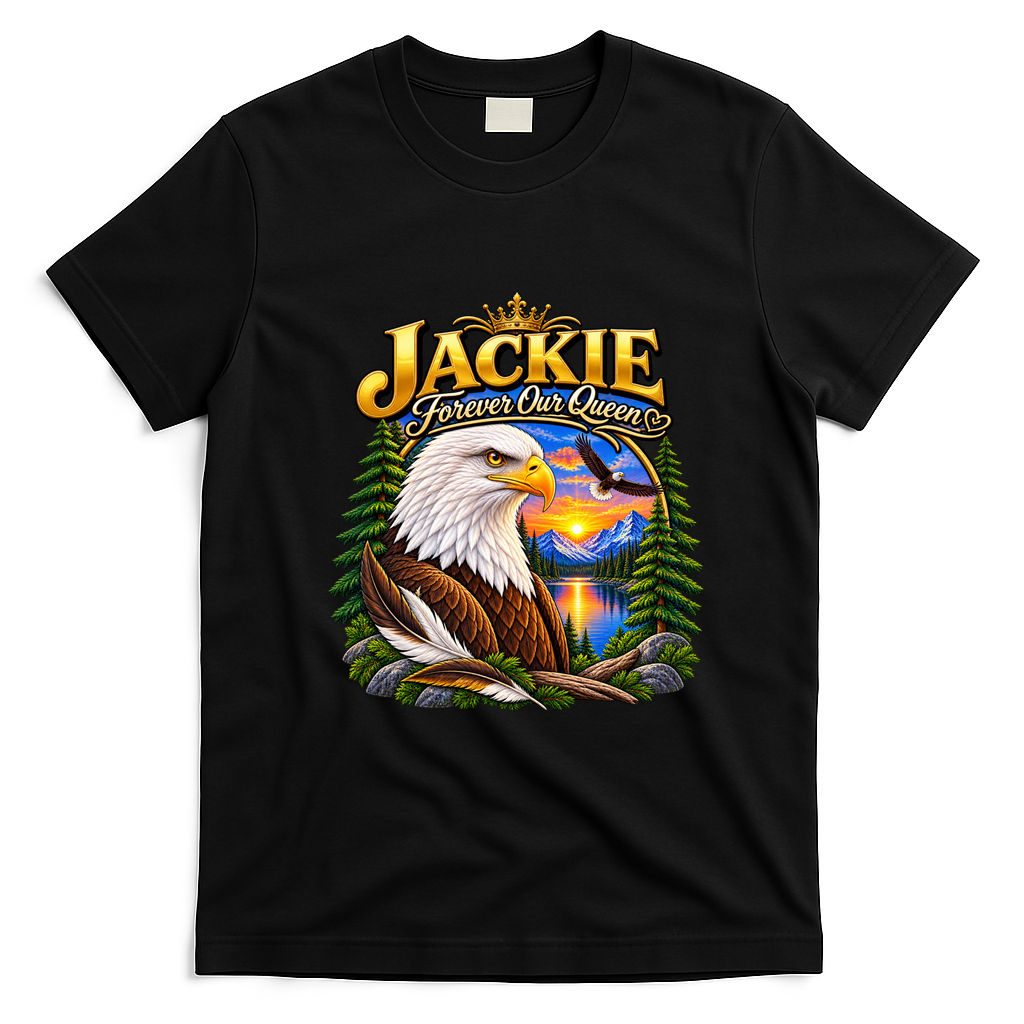 Jackie Eagle Forever Our Queen Memorial Tribute T-Shirt - Black
