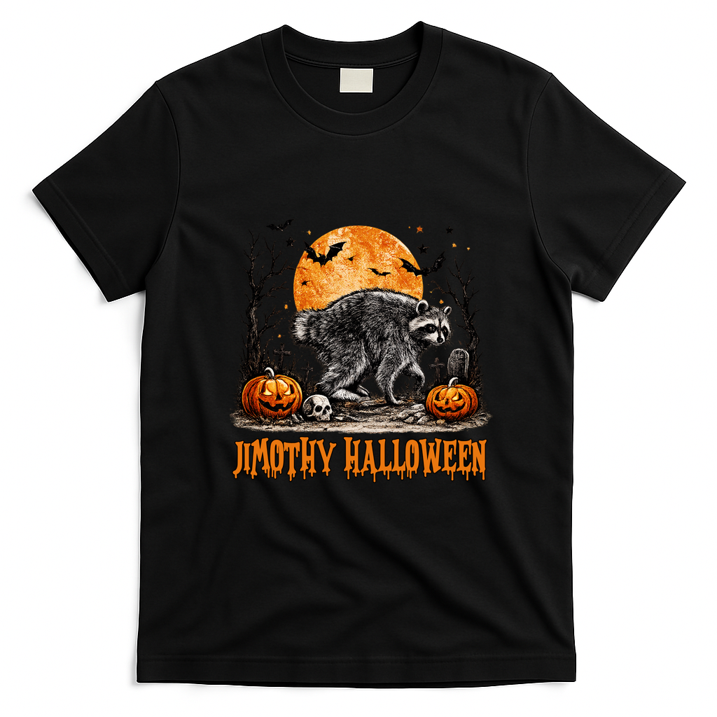 Jimothy Halloween Funny Viral Raccoon T-Shirt - Black