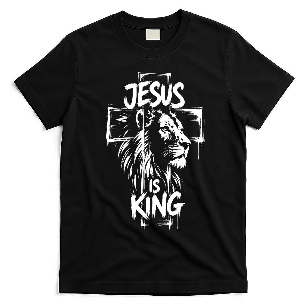 Jesus Is King Iron Sharpens Iron Christian Bible Quote Front & Back T-Shirt - Black