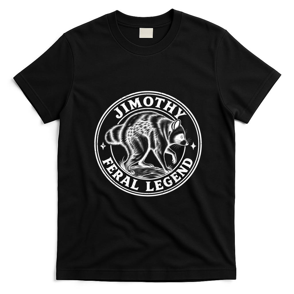 Jimothy Raccoon Funny Viral Meme Seattle Trash Panda T-Shirt - Black