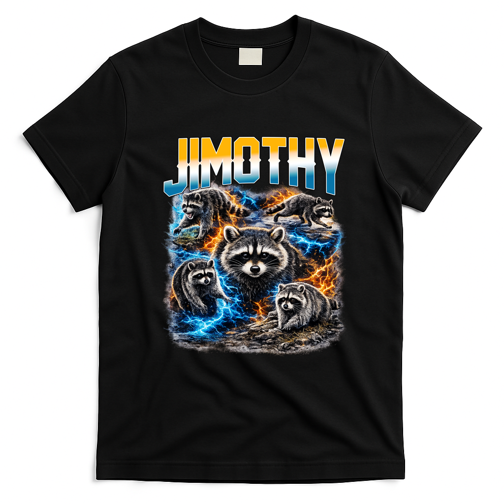 Jimothy Raccoon Mashup T-Shirt - Black