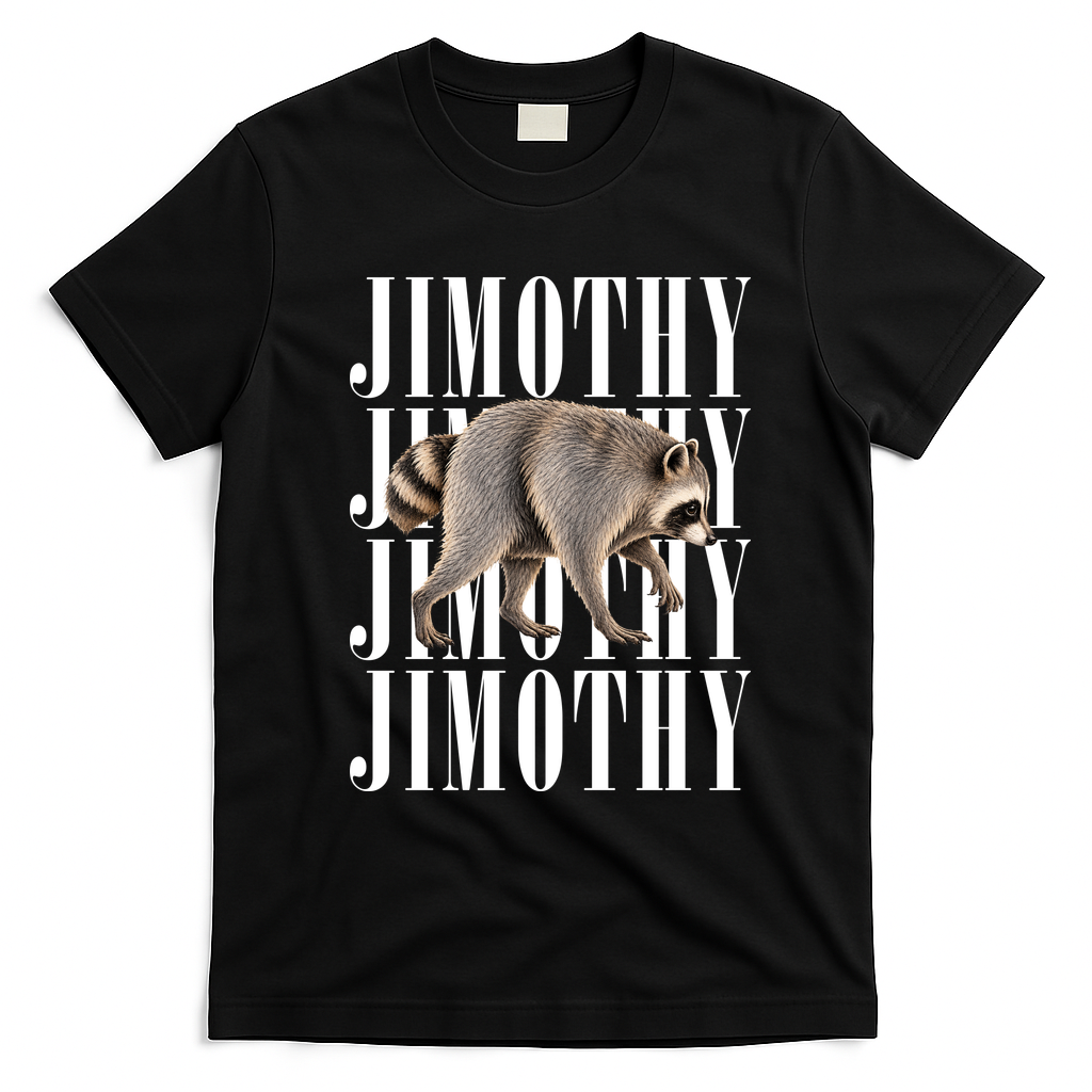 Jimothy Raccoon Viral Meme Funny Trendy T-Shirt - Black