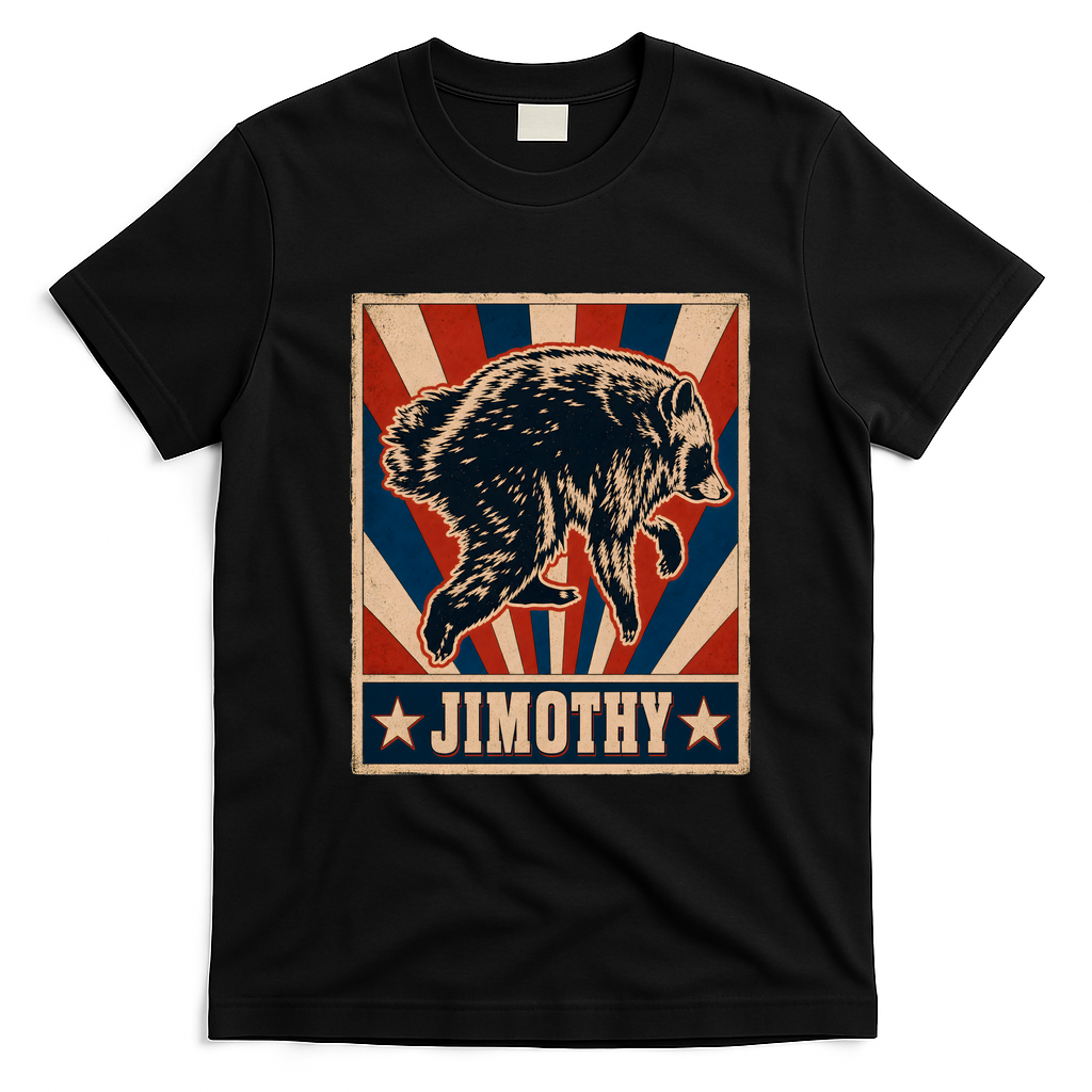Jimothy Viral Raccoon Poster Funny Trash Panda T-Shirt - Black