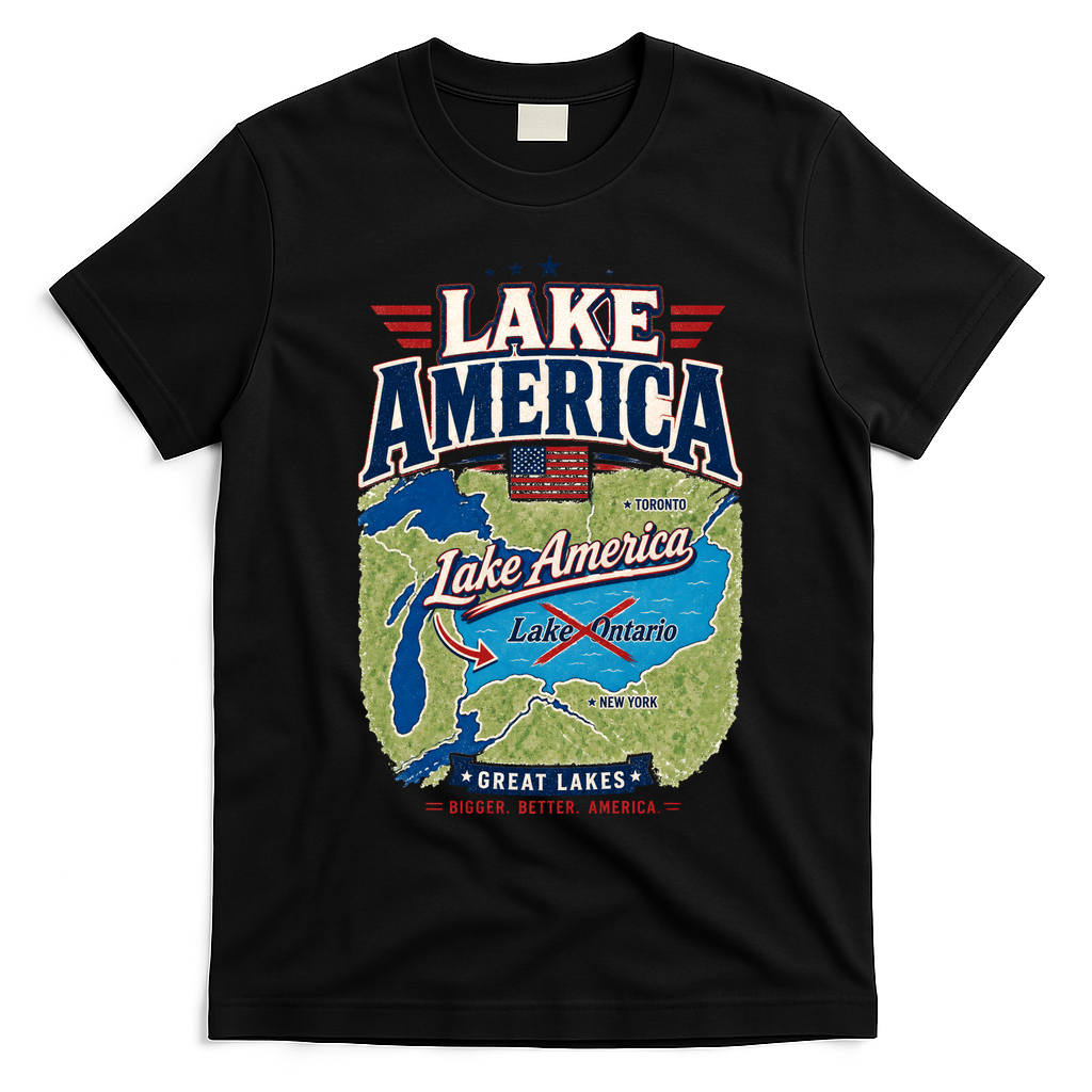 Lake America Great Lakes Not Lake Ontario T-Shirt - Black