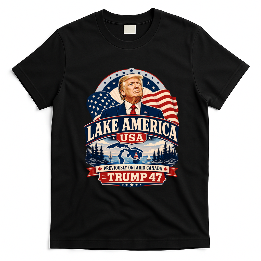 Lake America USA Trump 47 Previously Canada Ontario T-Shirt - Black