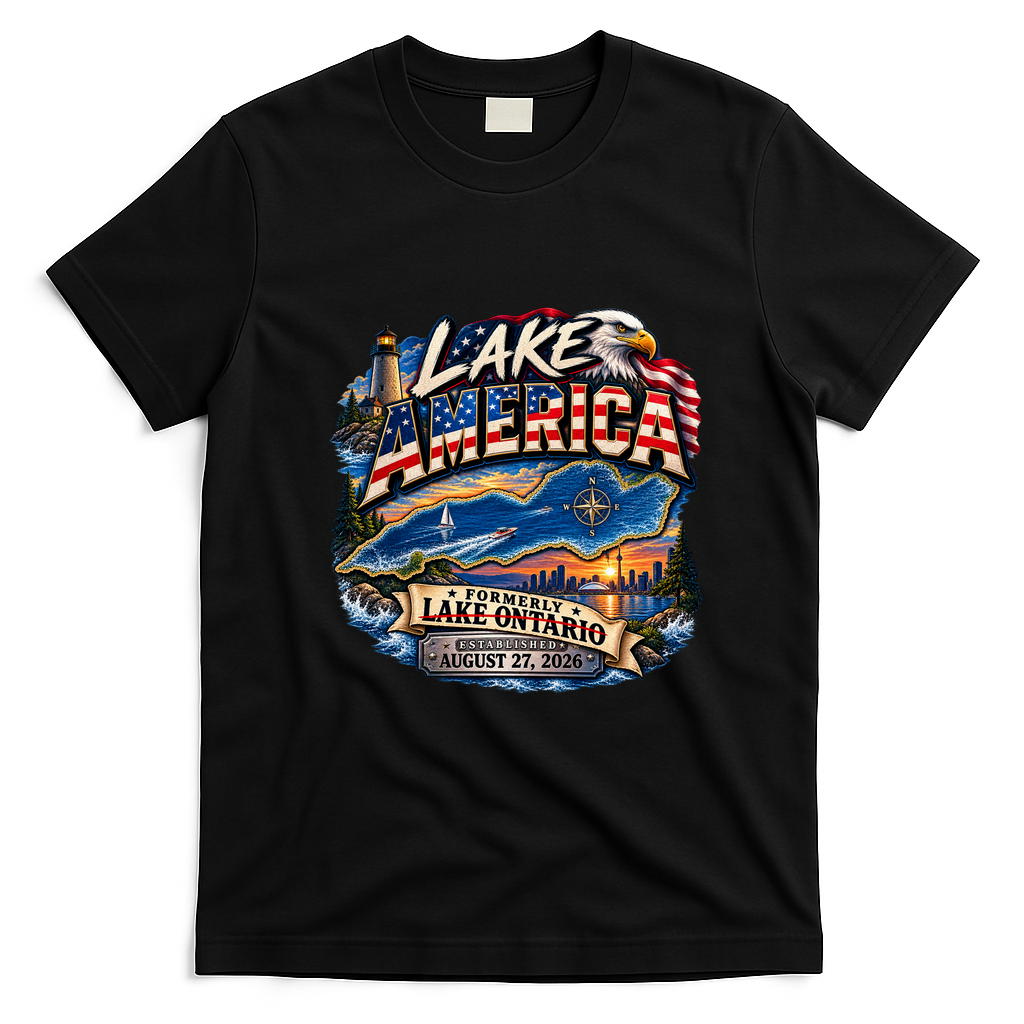 Lake America Vintage Style Formerly Ontario T-Shirt - Black