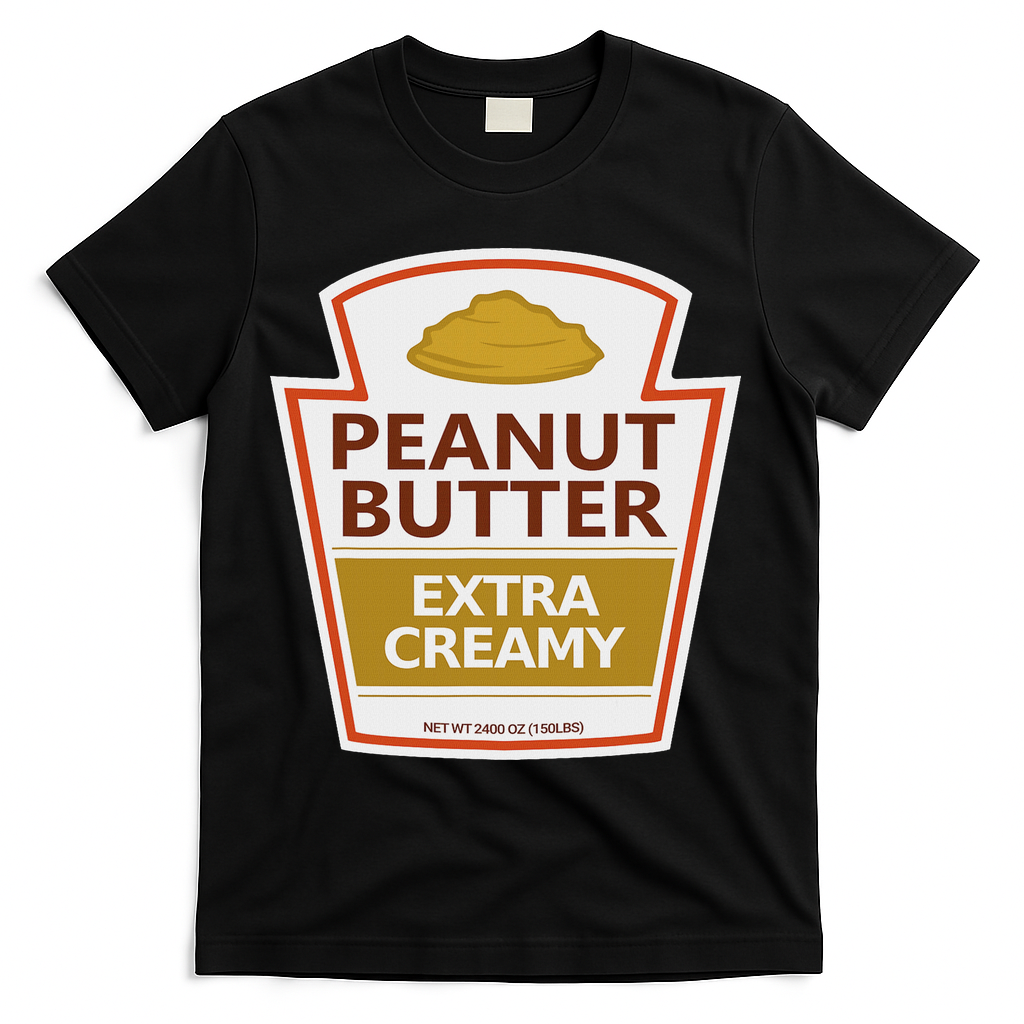 Lazy Costume S Peanut Butter Extra Creamy For Halloween T-Shirt - Black