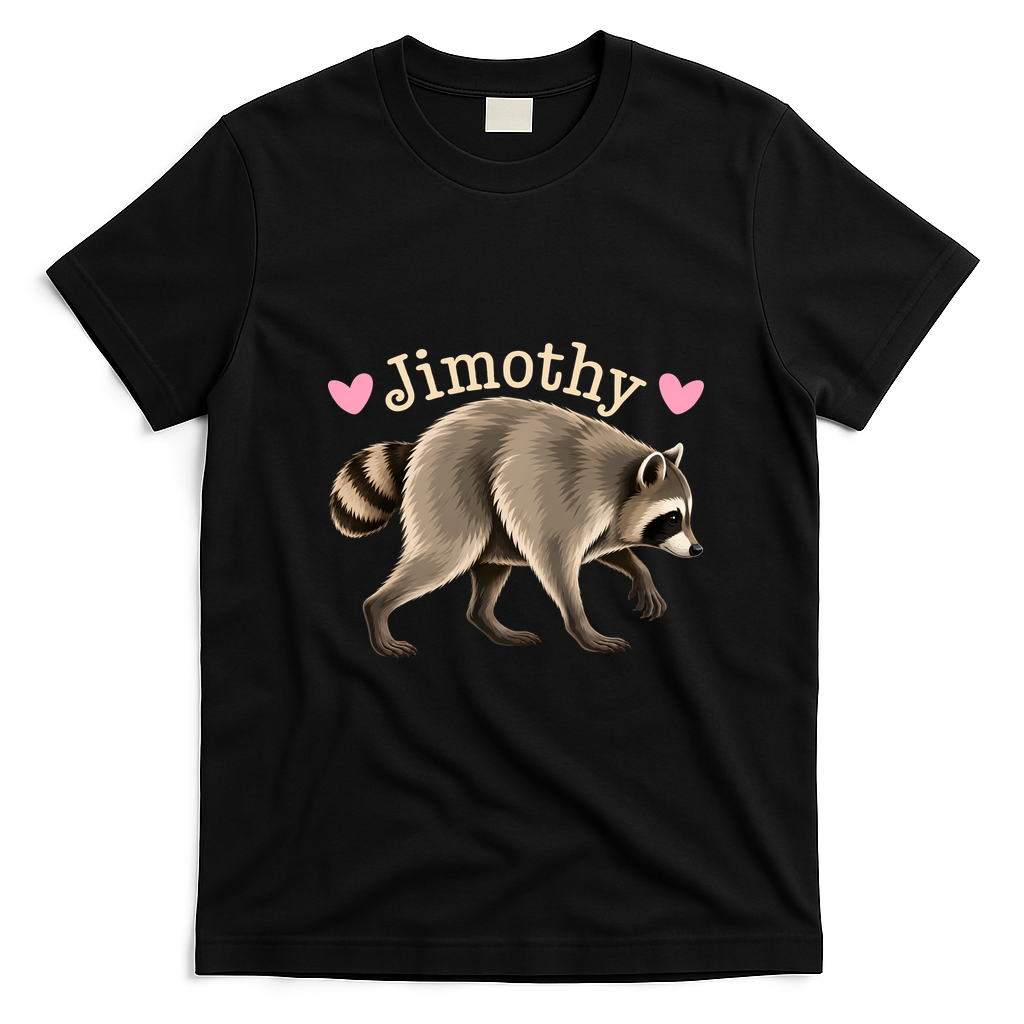 Love Jimothy The Raccoon Funny Viral Meme T-Shirt - Black