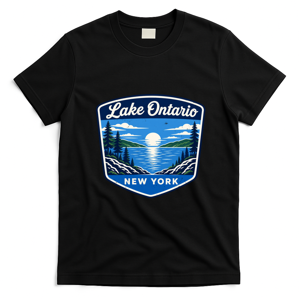 Lake Ontario New York Vintage T-Shirt - Black
