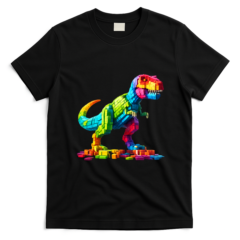 Master Builder Dinosaur Bricks Blocks Dino Toys Gifts T-Rex T-Shirt - Black