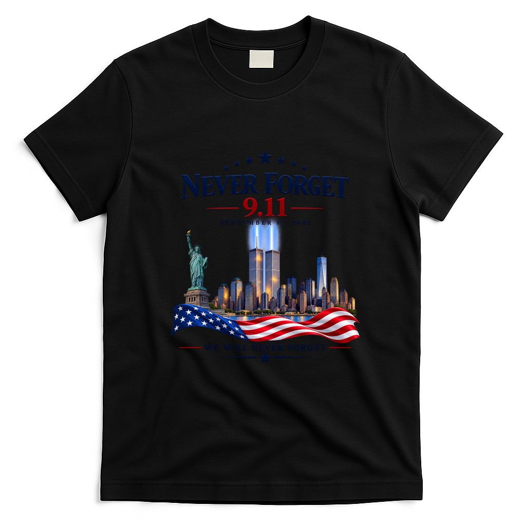 Never Forget 911 25th Anniversary T-Shirt - Black