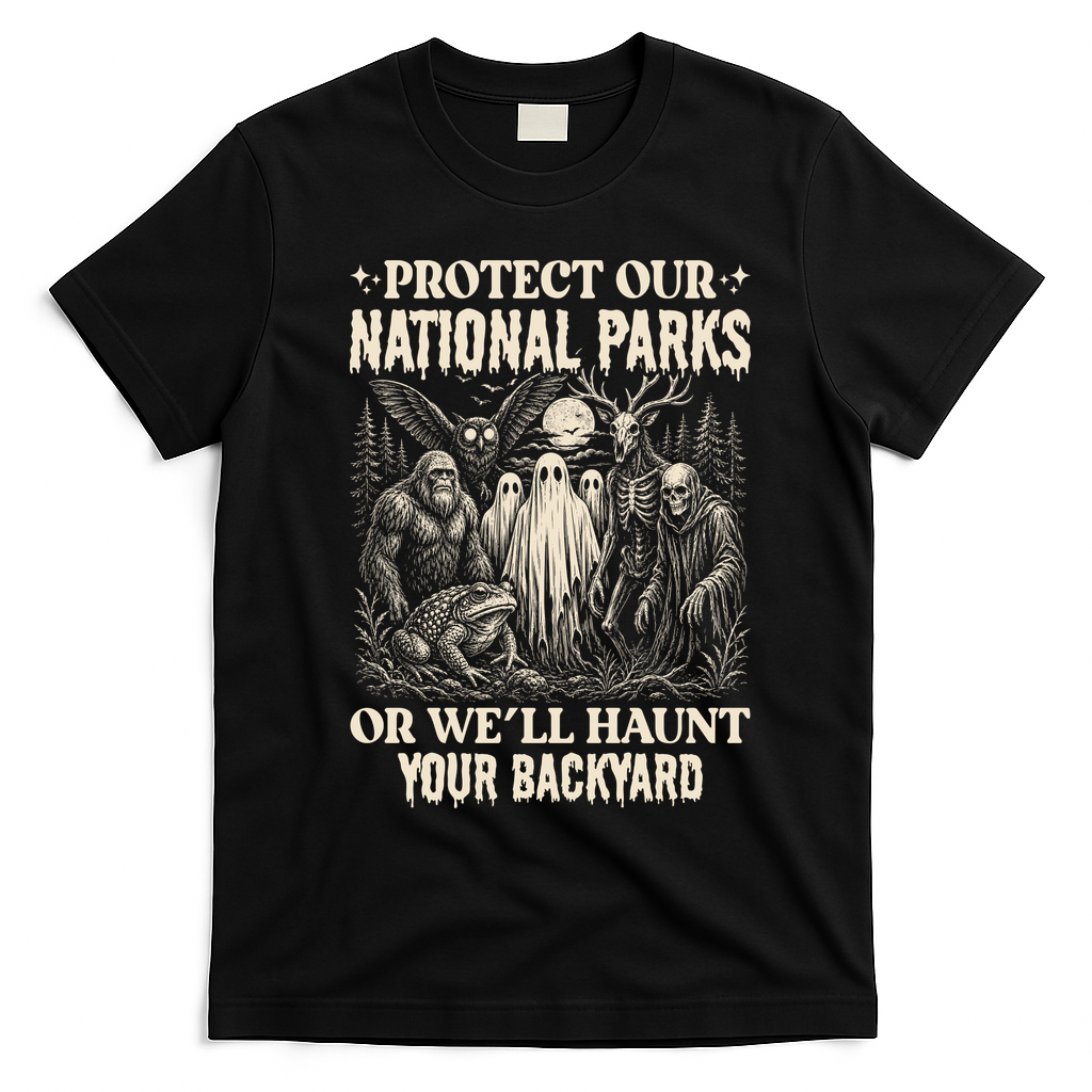 Protect Our National Parks Haunt Your Backyard Funny Halloween T-Shirt - Black