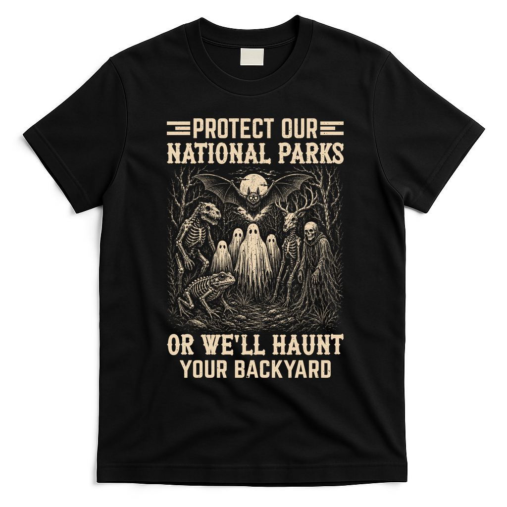 Protect Our National Parks Ghost Halloween Funny Haunting T-Shirt - Black