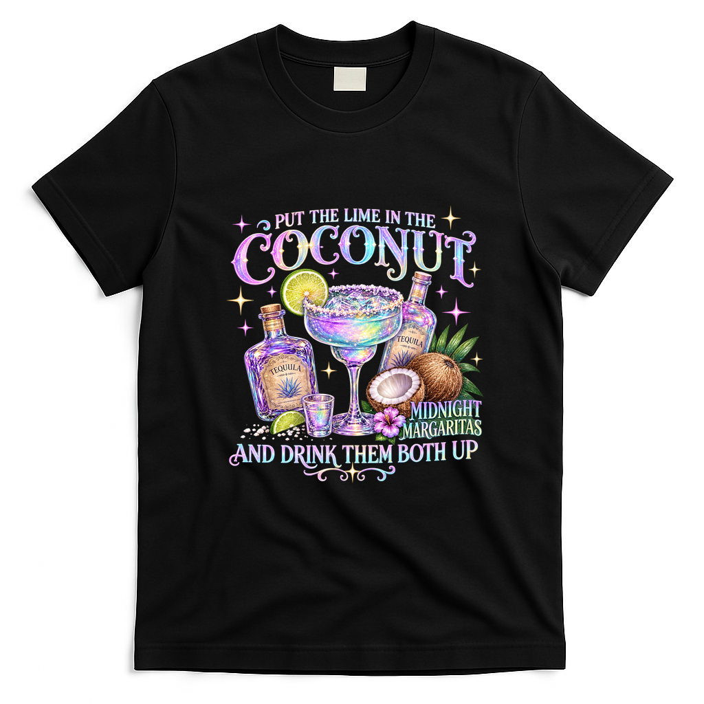Put The Lime In The Coconut Margaritas Celestial Beach T-Shirt - Black